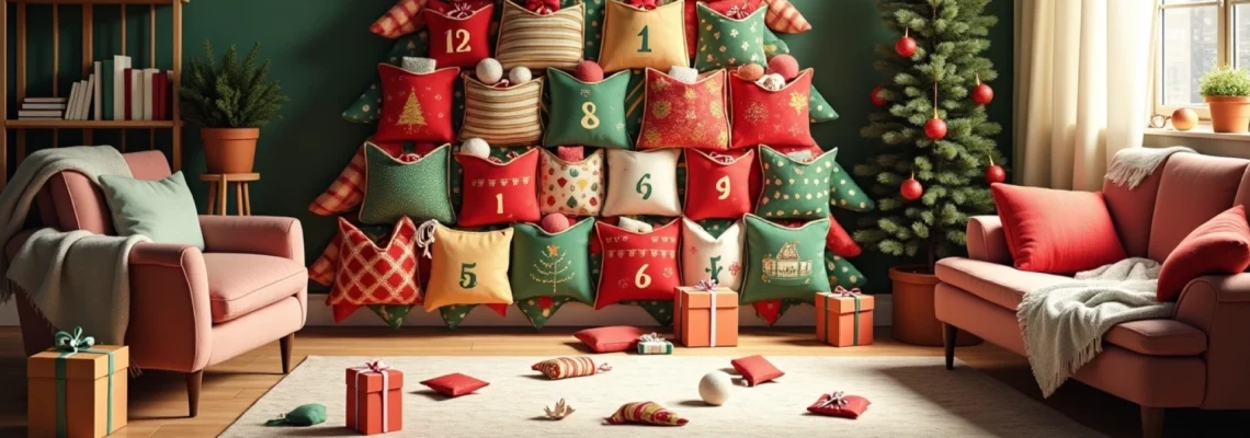 Calendrier De L'Avent En Tissu à Remplir 128x58 Cm - 24 Poches, Réutilisable - Décoration Noël Or